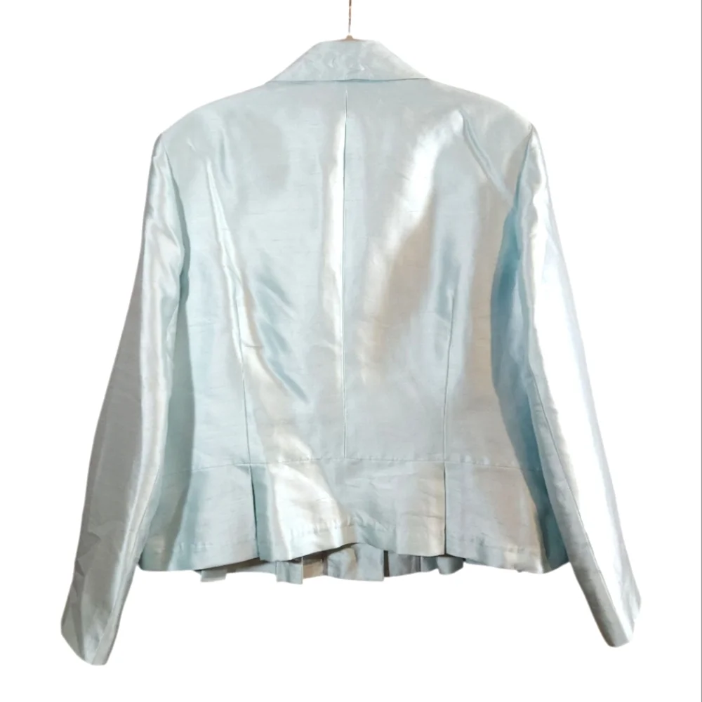 Lafayette 148 Silk Blend Pleated Peplum Hem Blazer Quiet Luxury Women's 18 NWT